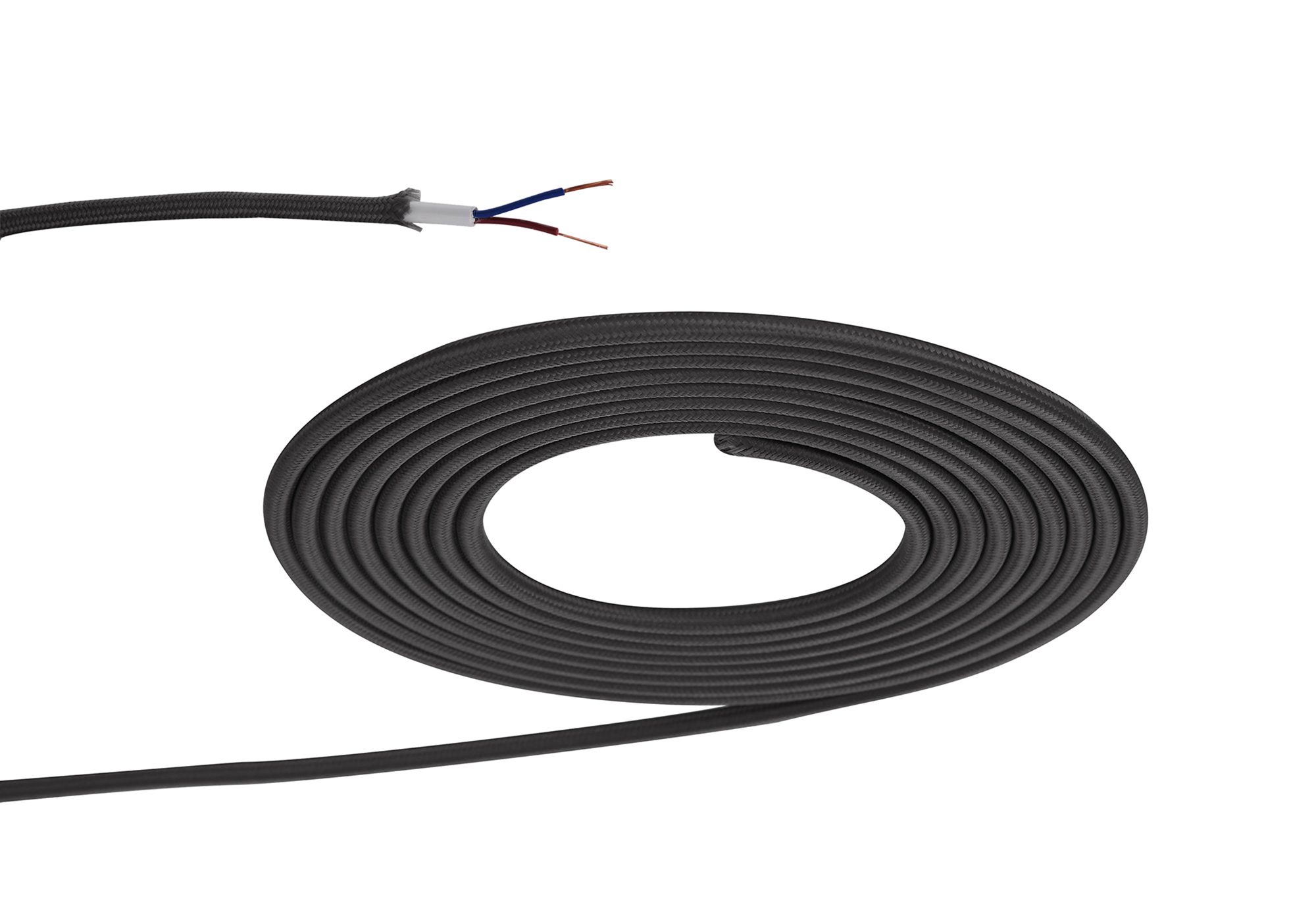 D0519  Cavo 1m Grey Braided 2 Core 0.75mm Cable